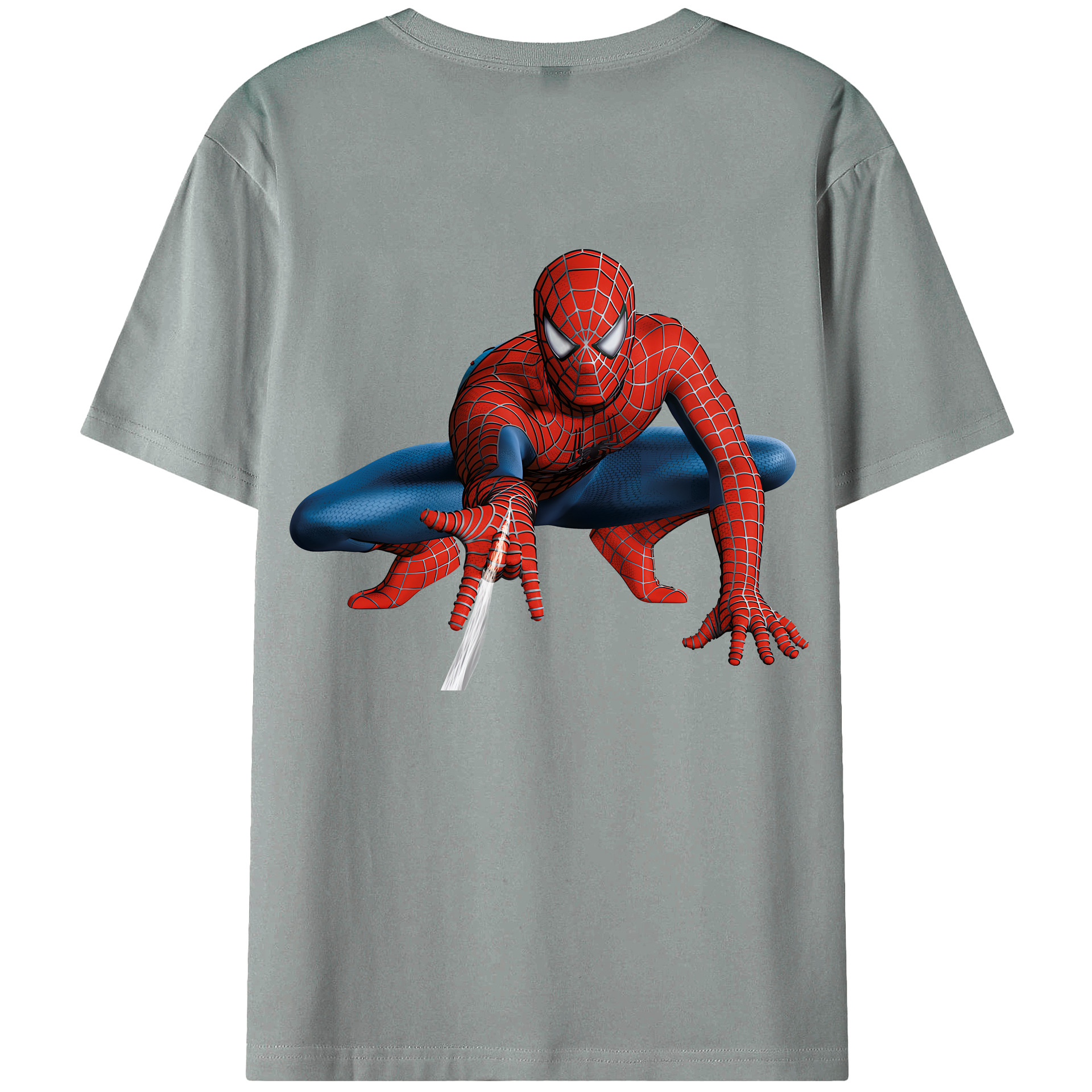 （画像用） Spider Man スパイダーマン 綿100％ メンズ半袖Tシャツ（バックプリント） 通気性